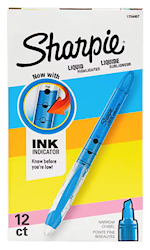 HIGHLIGHTERS, SHARPIE, CHISEL TIP, LIQUID, BLUE, 12/CT LARGE
